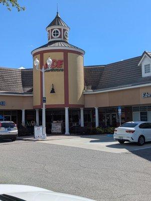 The front facade with their logo