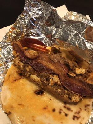 Chorizo & egg with beans and bacon