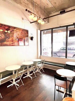 Sit up with your laptop on one of the side couches or simply relax with a coffee at one of their low tables.