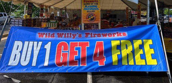 Wild Willy's Fireworks Buy 1 Get 4 Free Deal