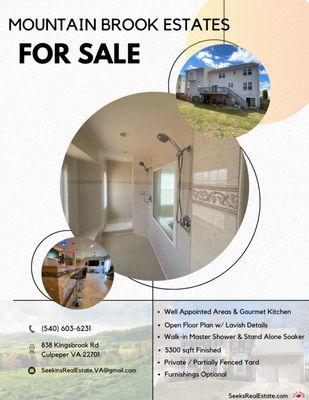 Luxury for SALE, 5 bedroom, finished basement, Mountain Brook Estates, Culpeper County | SeeksRealEstate.com
540-603-6231