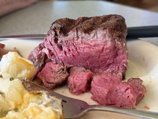 This filet was cooked perfectly and was so flavorful and tender. Wow.