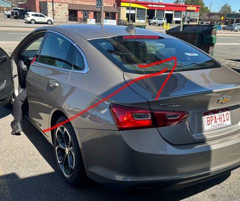 Lyft sticker left in window on inadequately cleaned rental
