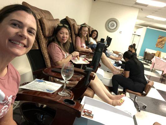 Bridal party getting pedicures and nails done!