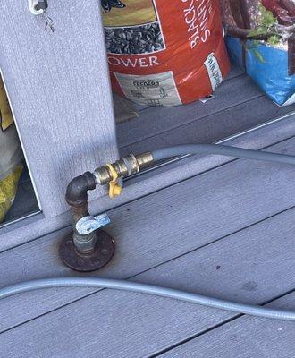propane bib (outlet) on back deck