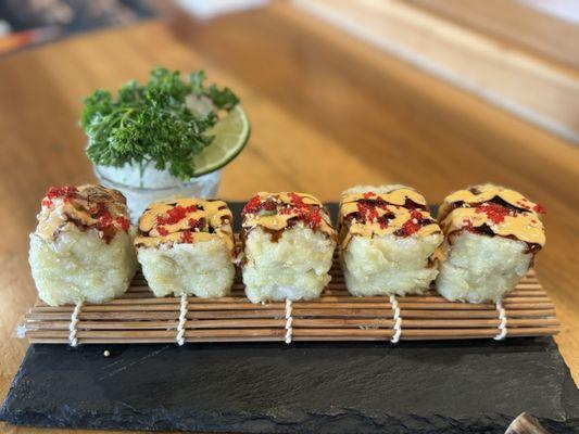 The Tempura California Roll is very tasty.