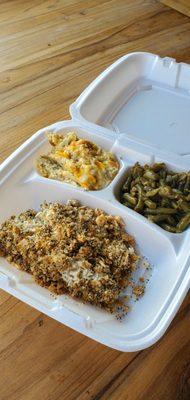Poppy Seed Chicken with Smothered Green Beans and Crack Potatoes