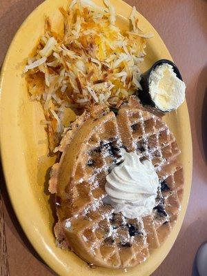 Blueberry waffle with Side Hash Browns