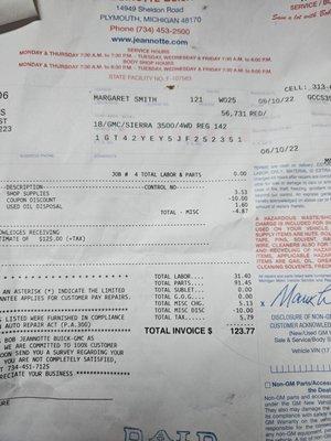 CHEAPER Oil change charge from another dealership