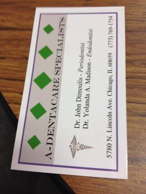 Business card has green diamonds design like the office's exterior