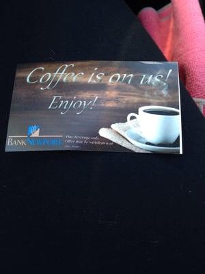 First cup is on Bank Newport!