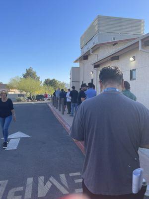 The line 45 minutes before the DMV opens