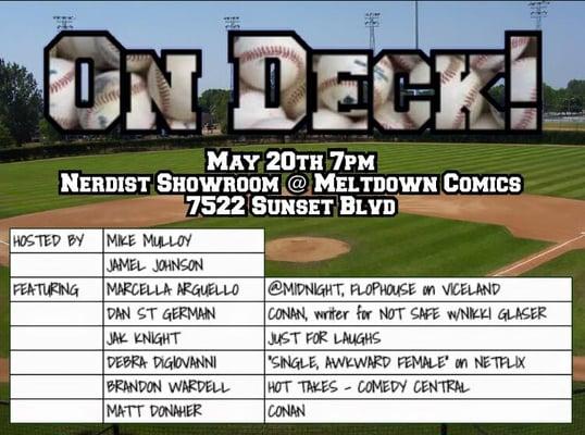 The Inaugural Line-Up Card for the Comedy Show of the Year.