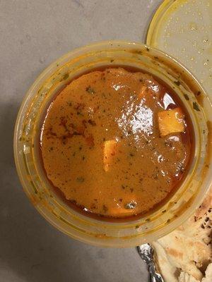 "Tofu Masala" (really just paneer masala) & Garlic Naan -- neither of which are vegan