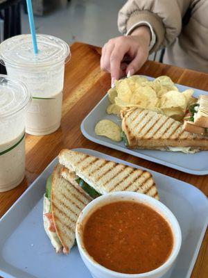 Pesto Grilled Cheese! + tomato soup