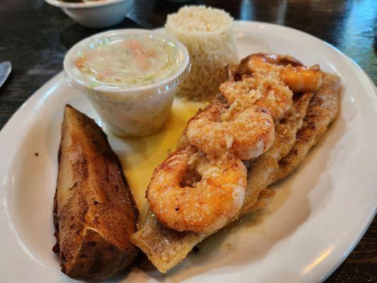 Shrimp and fish combo plate