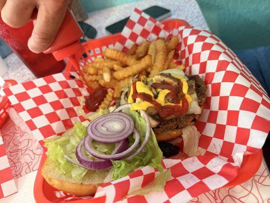 Mushroom Swiss Cheeseburger