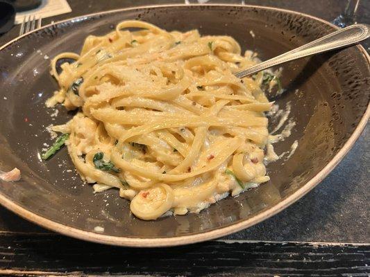 Lobster spinach fettuccine