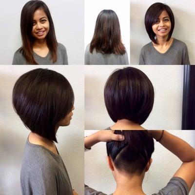 Short textured bob with undercut done Amoryn
