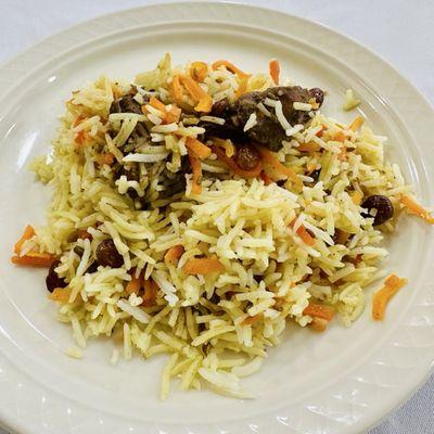 Kabuli Pulao (beef, carrots, rice, etc.)