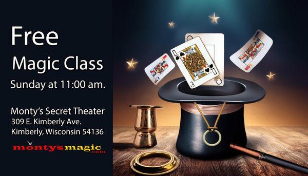 Magic classes and magic tricks. Free magic class every Sunday at 11;00 am.