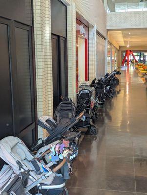 You can tell it's storytime by the stroller traffic jam!