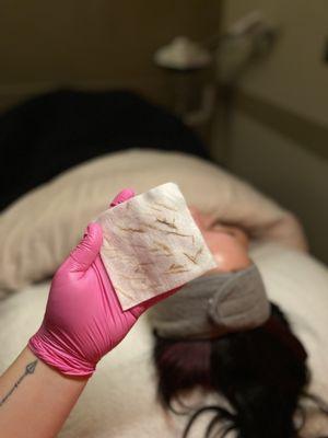 This is how much dead skin and peach fuzz I was able to get off with a Dermaplane treatment.