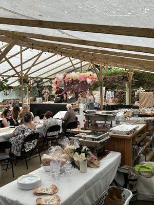 Outside view of party under Stonewall Pavilion