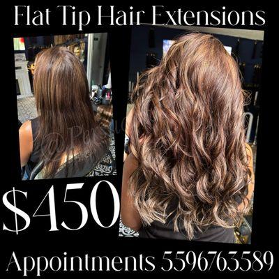 Flat tip hair extensions 18"
