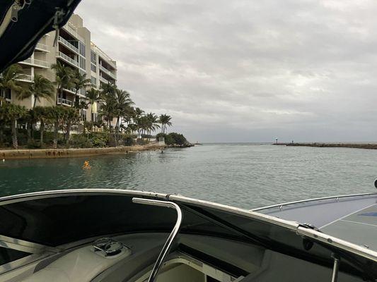 Heading offshore Boca Inlet