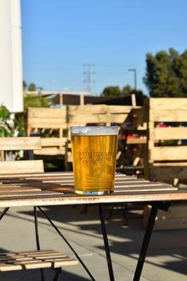 Pallets used for our outdoor seating