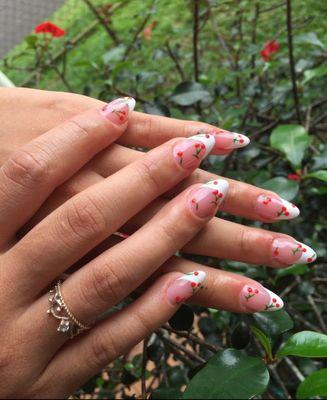 Cherry French tip Manicure