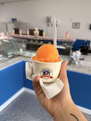 Creamsicle on top vanilla ice cream underneath