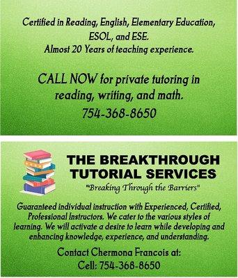 The Breakthrough Tutorial Services