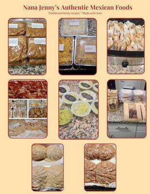 Homemade turkey Chorizo, Guacamole, conchas and Homemade Red Chile turkey and beef tamales