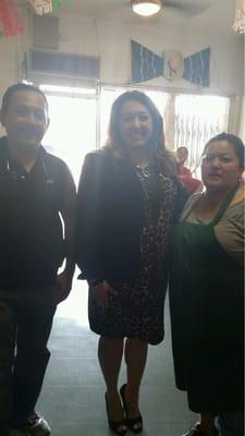 The first customer with the owners!