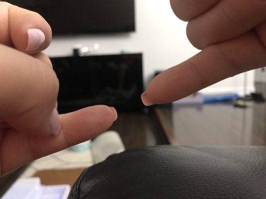 Umm yea. Not even close in length. Didn't realize until after I left since I wanted to get out of there.