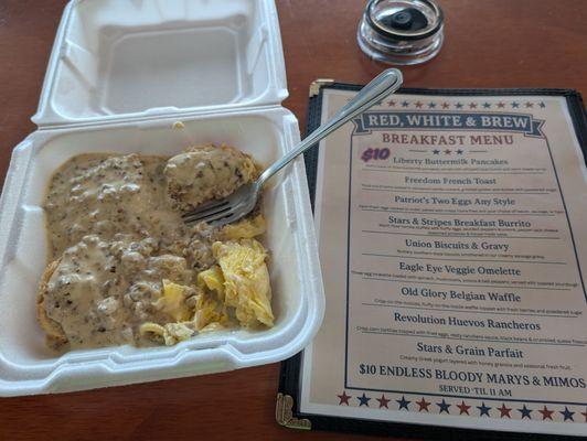 Now serving breakfast. 7 to 11 Monday thru Saturday of the menu. Sunday buffet.