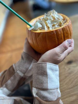 Pumpkin Spiced Latte in a pumpkin!!!! This was for a special Halloween event