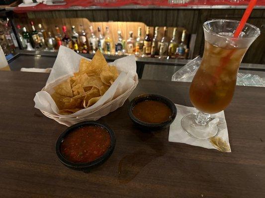 the Long Island was great and one of the only places around with homemade salsa and a choice for spicy salsa.