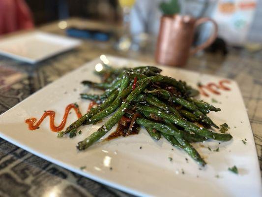 Szechuan green beans - so good, bit of a kick but the kind that keeps you wanting more!