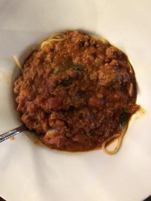 Spaghetti with meat sauce is fire.