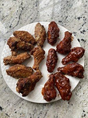Parmesan garlic and spicy bbq wings