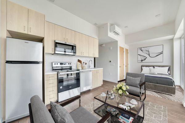 New construction of an 8-story, 70-unit apartment building In West Hollywood.