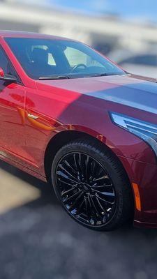 OEM Cadillac CTS V wheels powder coated gloss black. Ask for our same day services.