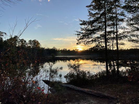 Goshen Pond at sunset in November.