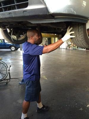 Checking all aspects of the vehicle.