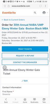 Option to print ticket even though we were not allowed to have printed ticketd