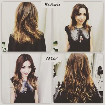 Artfully and strategically place individual keratin hair extensions to achieve length and volume.