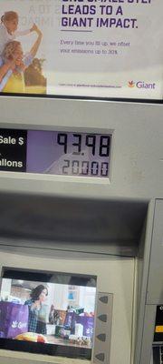 For 20 gallons unleaded with 30 cent/gallon discount. Yikes